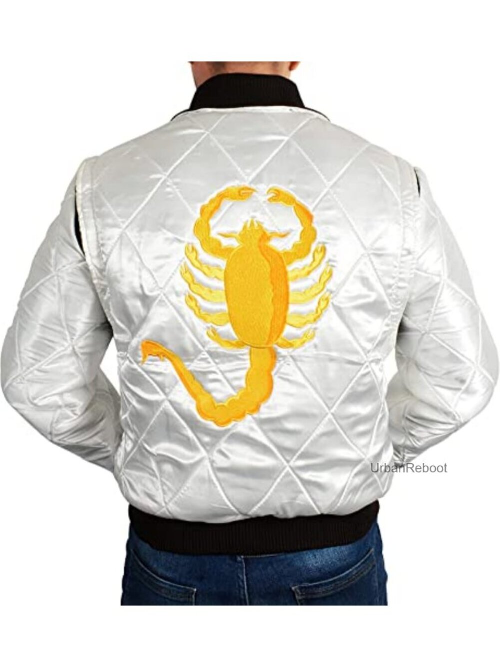 Men's Satin Bomber Varsity Jacket Embroidered Scorpion Logo Lightweight